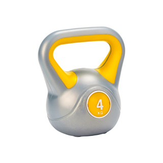 Kettlebell 4kg Emborrachado Alça Ergonômica Funcional Musculação Cinza Amarelo JustGoFit em Oferta na Shopee