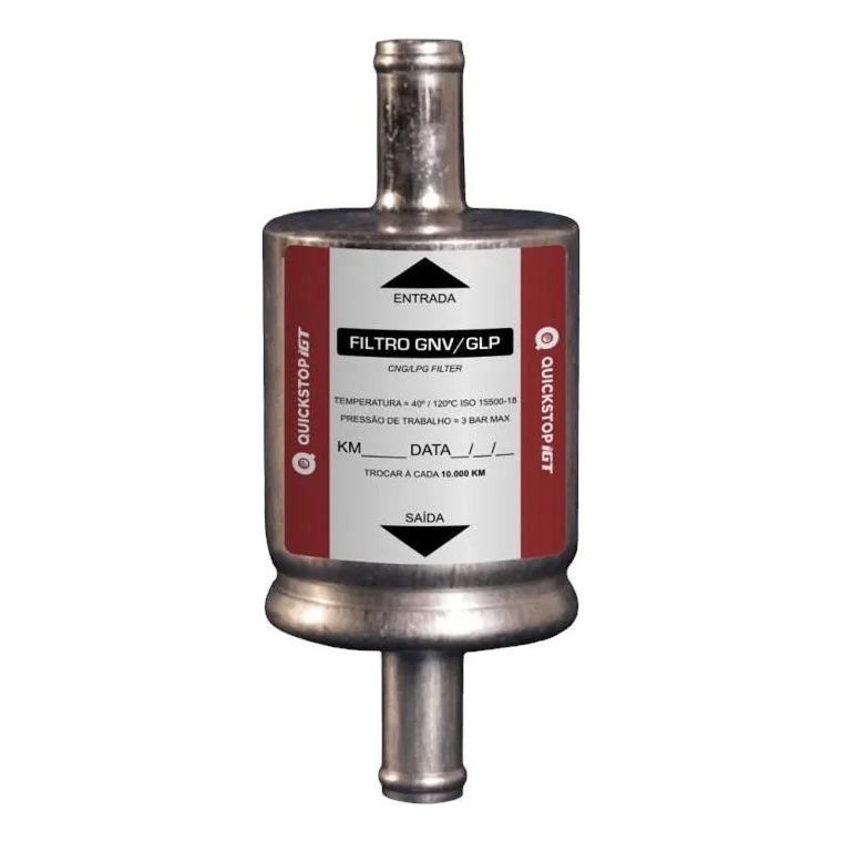 Filtro GNV 12mm Alumínio para Kit GNV 5ª e 6ª Geração – Carros a Gás Natural Veicular