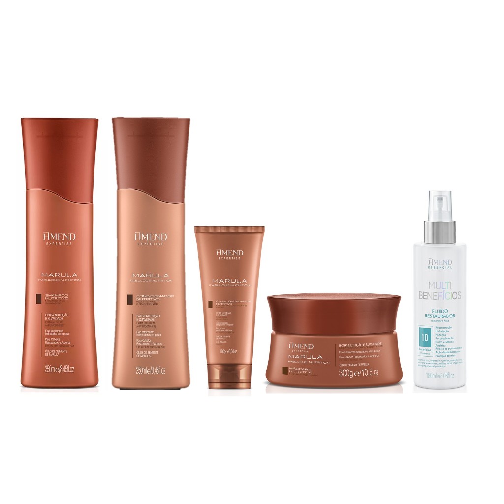Amend KIT Marula Fabulous Nutrition Sh + Cond + Másc + Creme + Fluído Multibeneficios 180ml