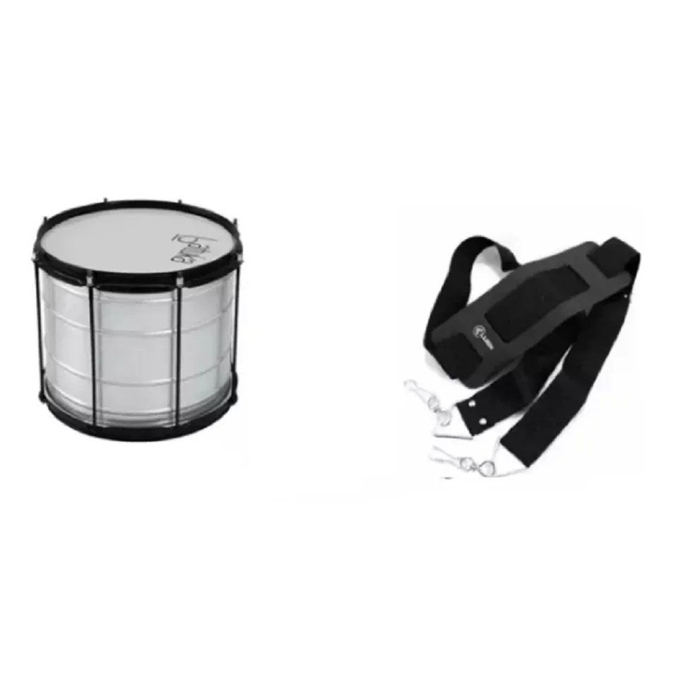 Kit Fanfarra Surdo Batuka Luen 30x14 Alumisteel + Talabarte 2 Ganchos Preto Percussão Completa