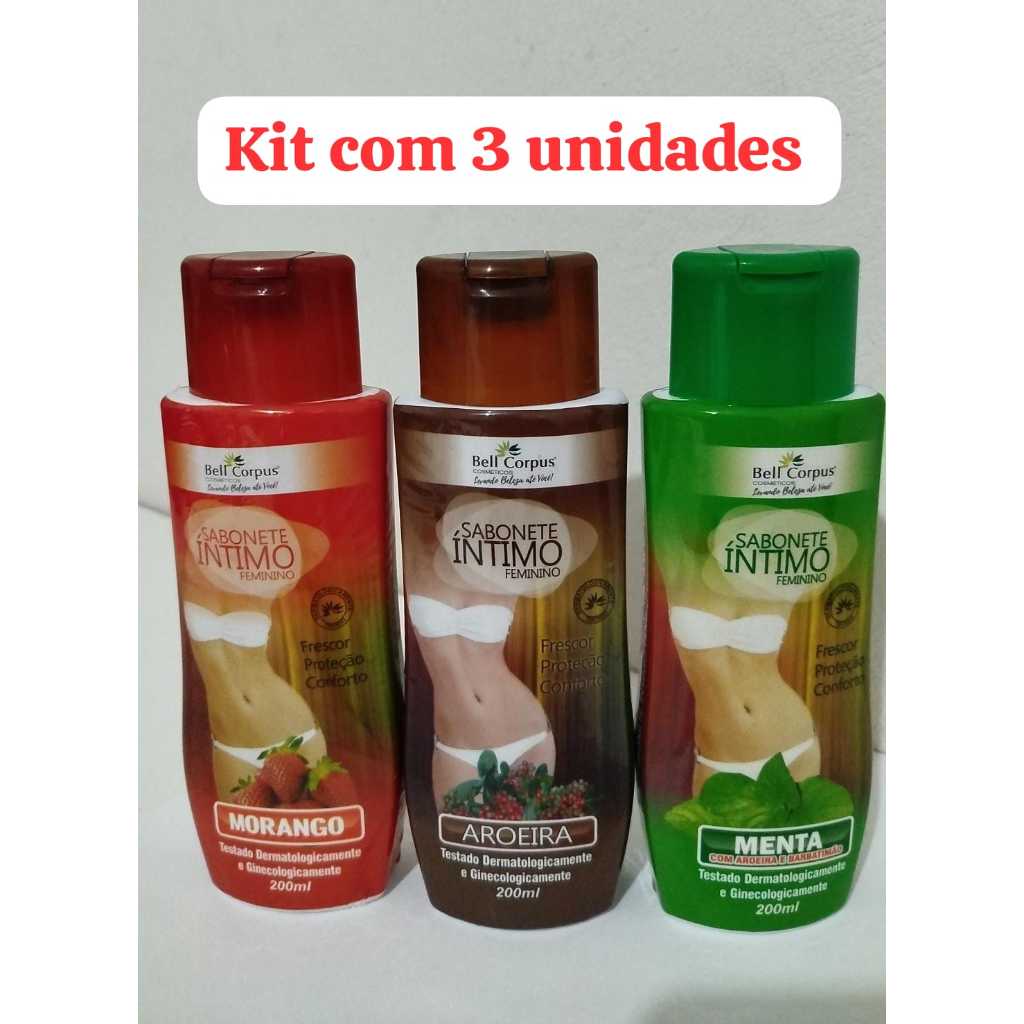 Kit com 3 unid Sabonete Íntimo Feminino Bell Corpus - 200 ml - fragancias á sua escolha em Oferta na Shopee