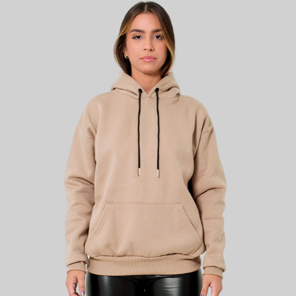 Moletom Canguru Streetwear 3 Cabos Bege - Men Clothes