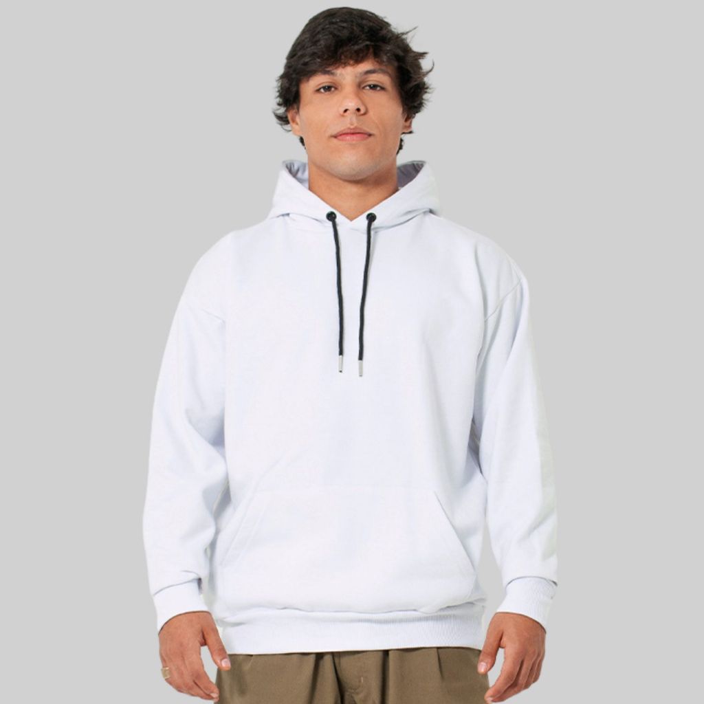 Moletom Canguru Streetwear 3 Cabos Branco - Men Clothes