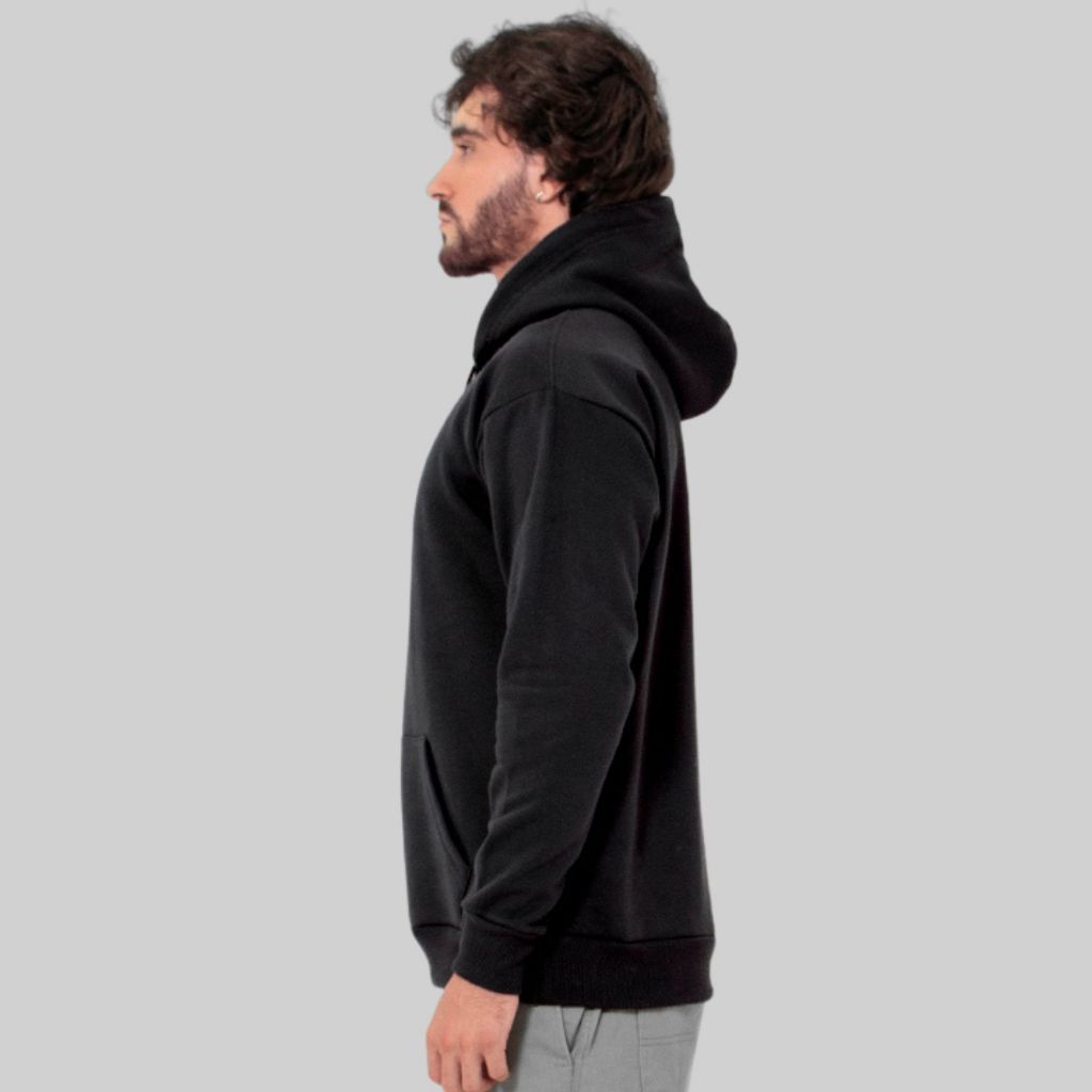 Detalhes do Moletom Canguru Streetwear 3 Cabos Preto