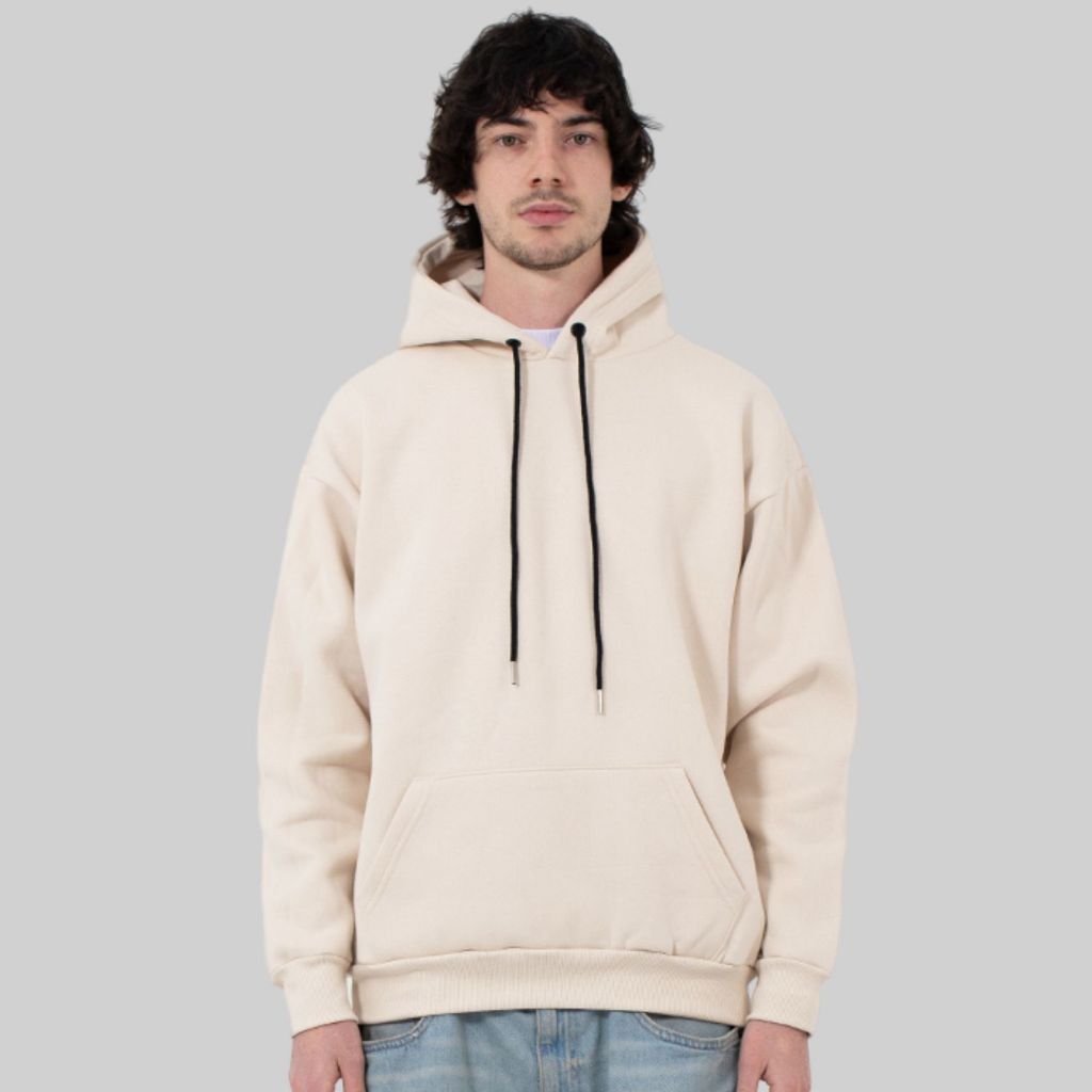 Moletom Canguru Streetwear 3 Cabos Creme - Men Clothes