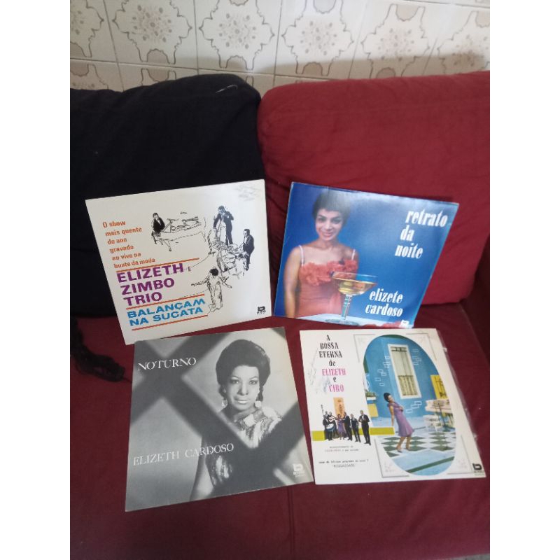 4 LPs discos vinil Elizeth Cardoso Noturno Retrato da Noite A Bossa Eterna Zimbo Trio Balançam na Sucata