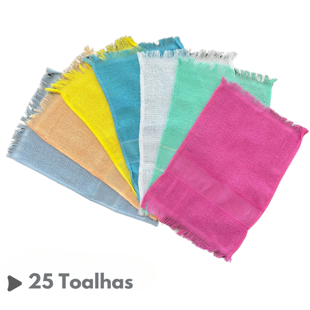Kit 25 Toalhinha de Mão Social Lisa 22x32cm 100% Algodão Toalha Academia
