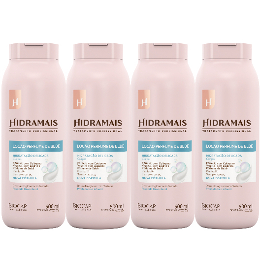 Kit 4 Creme Loção Hidratante Perfume de Bebê 500ml Hidramais