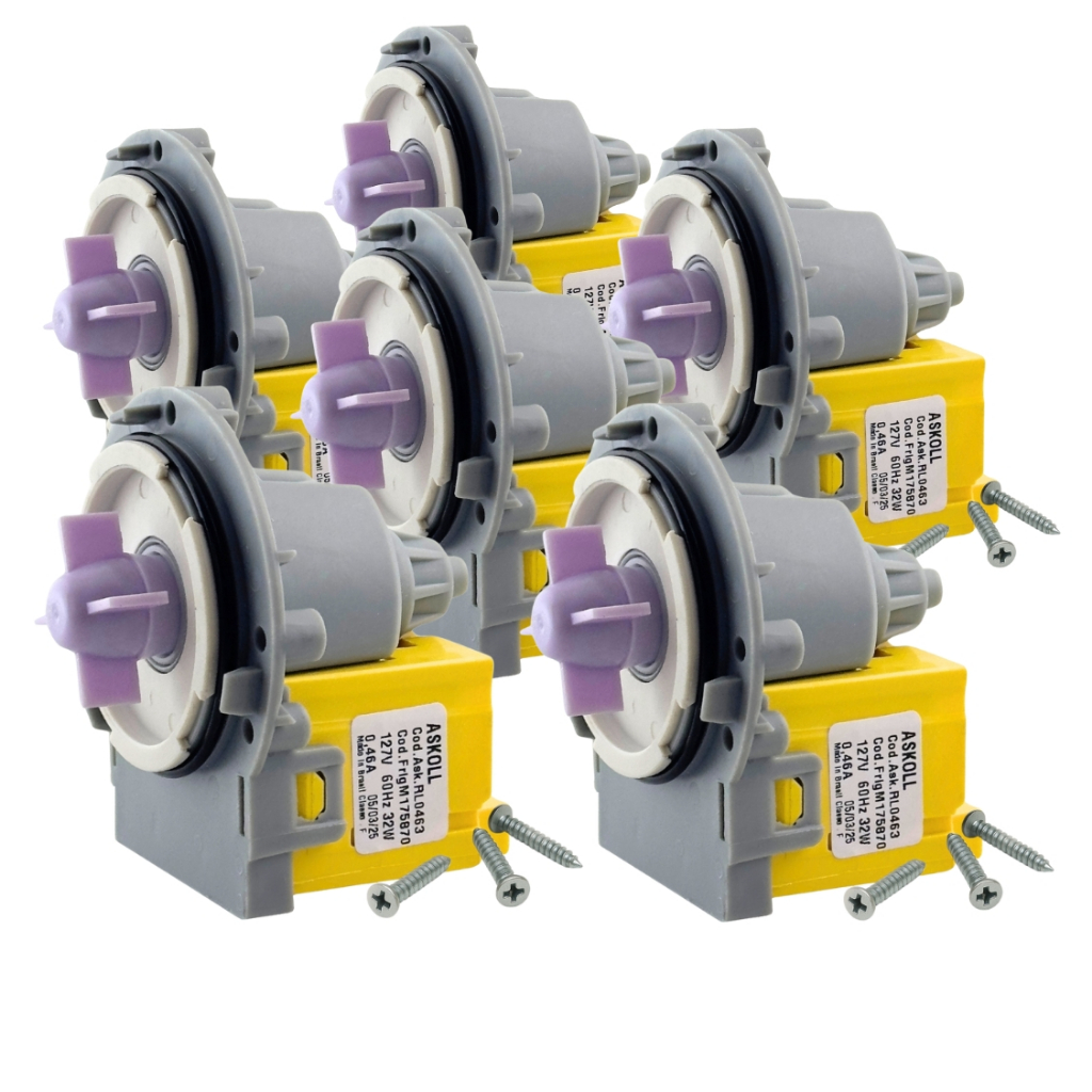 Kit 6 Eletrobomba Bomba Askoll 127v Para Lavadoras da Marca Electrolux, Consul e Brastemp