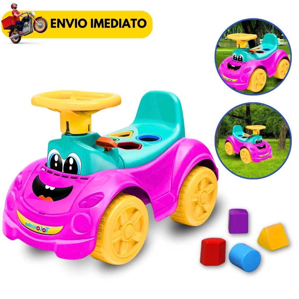 Totoka Triciclo Infantil Bebe Motoca Totokinha Sport Com Peças Geométricas Rosa Menina