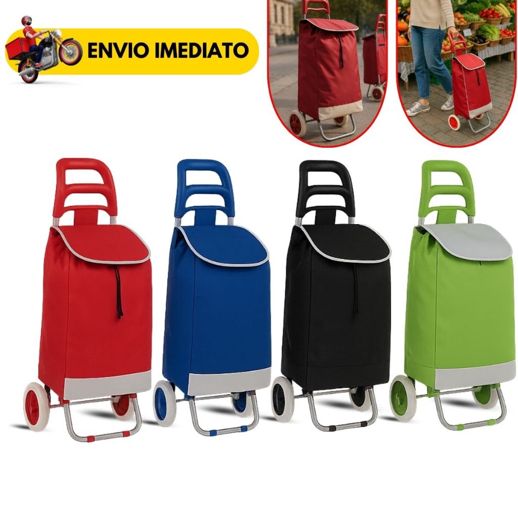 Carrinho De Compras Feira Supermercado Reforçado Dobrável Sacola Bolsa Térmica Suporta 30k...