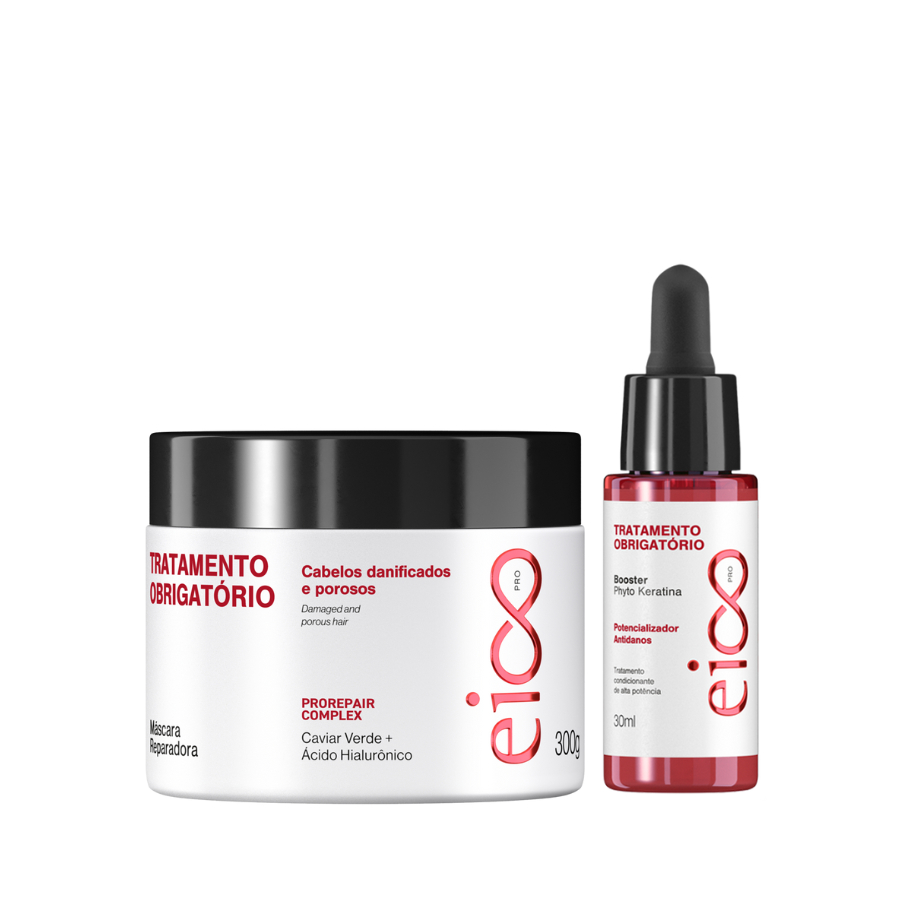 Máscara Eico Pro Tratamento Obrigatório Reconstrução Capilar 300g e Ampola Booster Pós Química 30ml em Oferta na Shopee