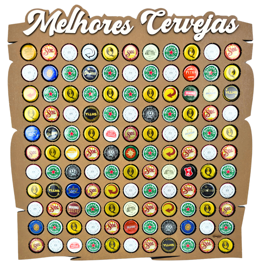 Quadro Porta Tampinhas de Cerveja Decoração Para Barzinho Churrasqueira Colecionar Tampinhas Cerveja