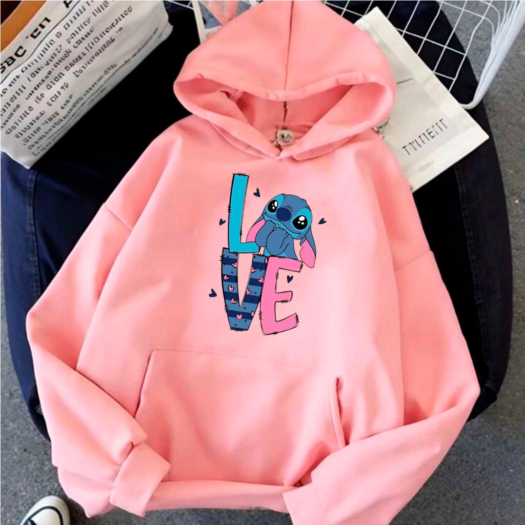 Moletom Canguru Blusa Casaco Lilo Stitch Love Fofinho Exclusivo