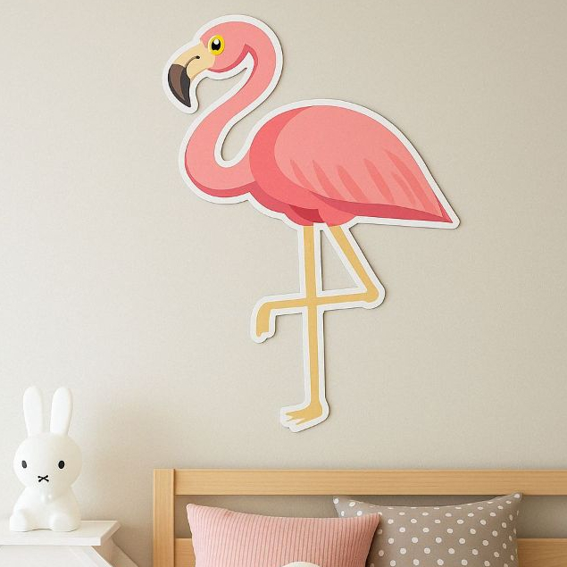 Quadro Placa Decorativa Flamingo Unicórnio em MDF Com Fita Autocolante 3mm Decoração Infantil