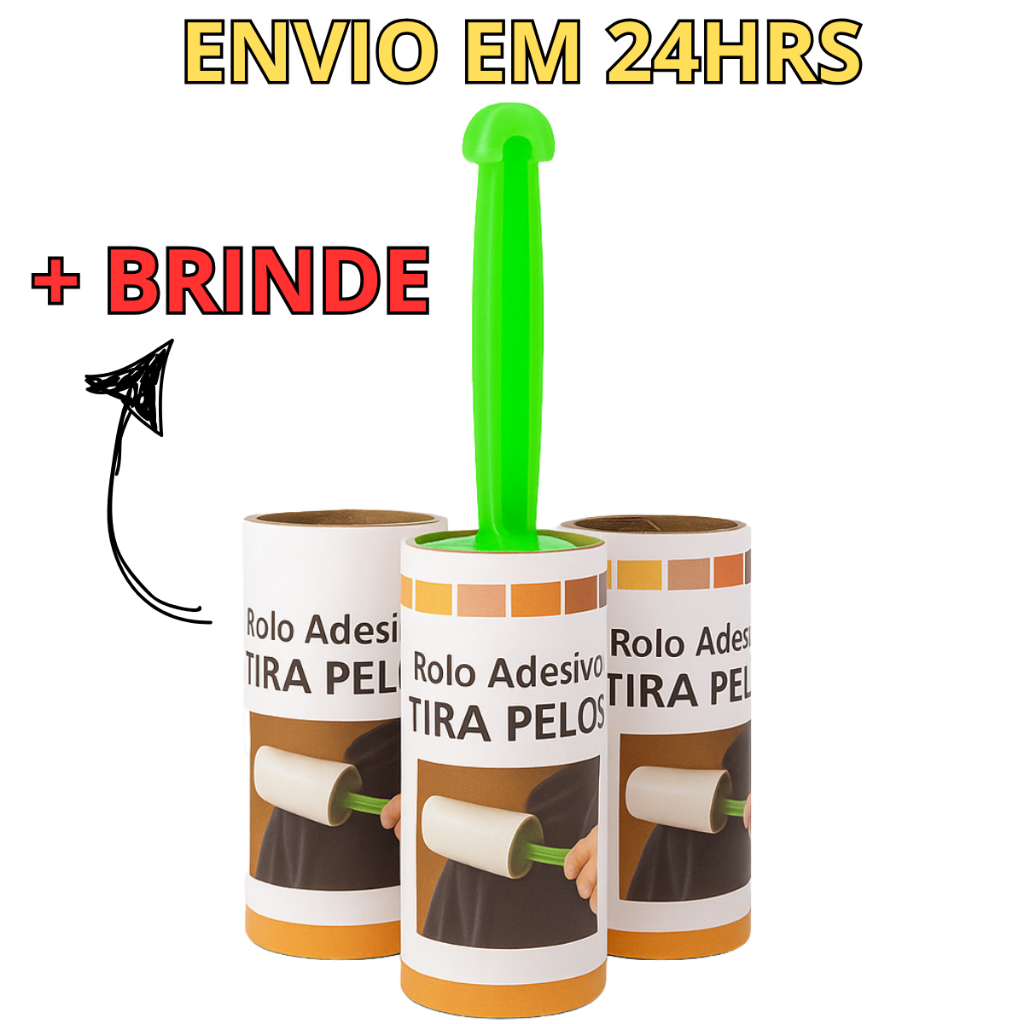 Kit Rolo Rolinho Tira Pelos Plumas de Roupa e Sofá + 3 Refis Adesivo 60 folhas descartáveis Pratico
