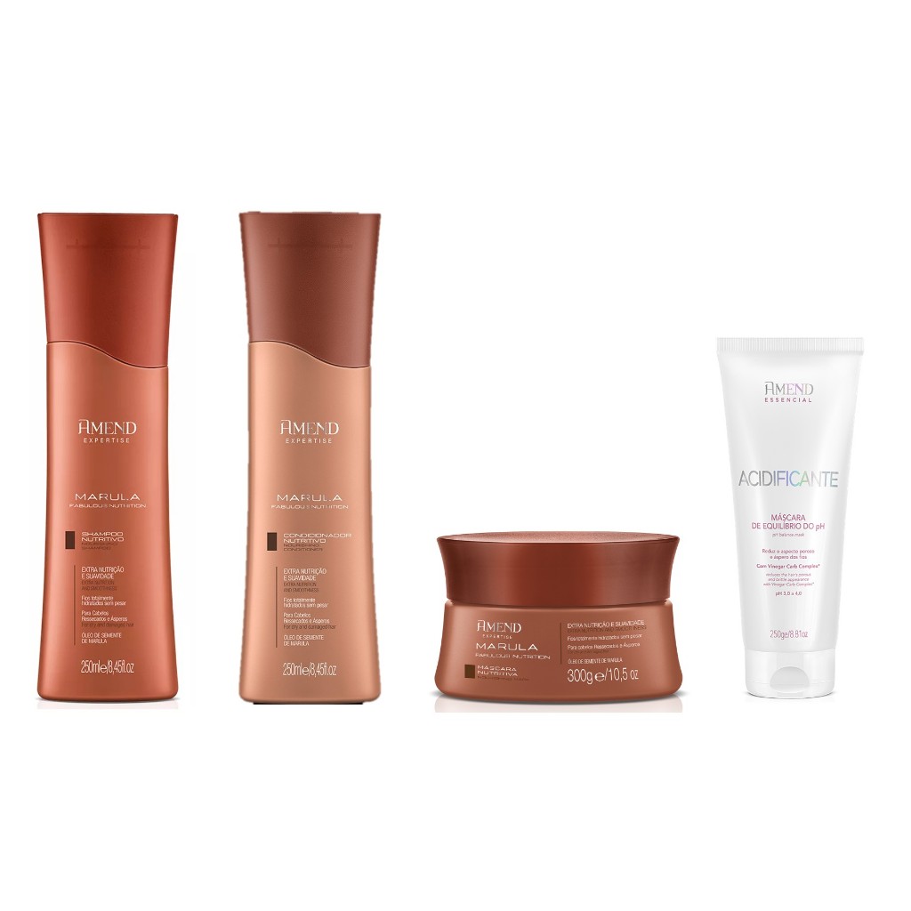 Amend KIT Marula Fabulous Nutrition Sh + Cond + Másc + Acidificante 250g em Oferta na Shopee