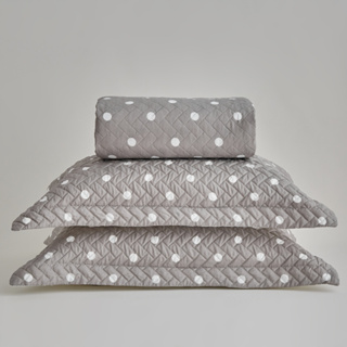 Kit Colcha King 3 Peças Itália 150 Fios Poá Dupla Face em Oferta na Shopee