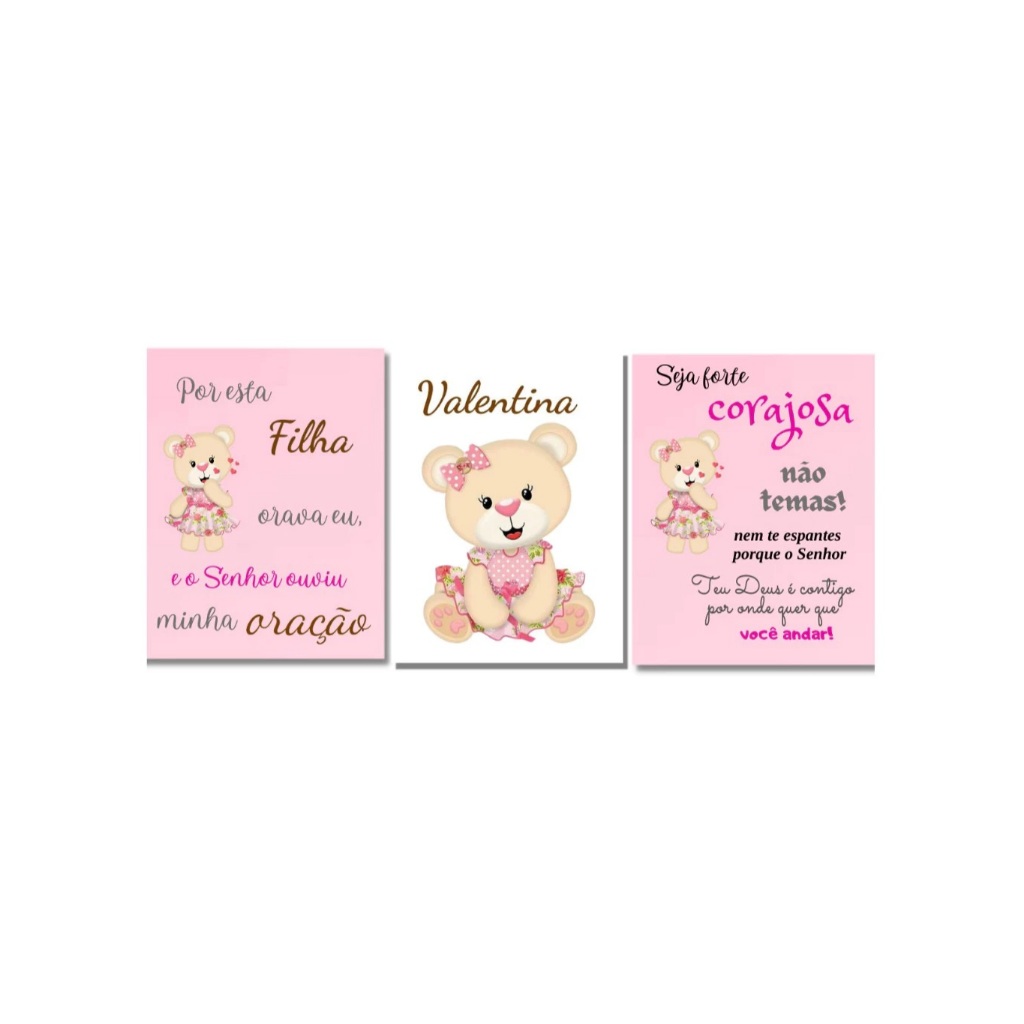 KIt quadro decorativo infantil- quarto - menina-bebê-quarto -personalizado com o nome do seu bebê