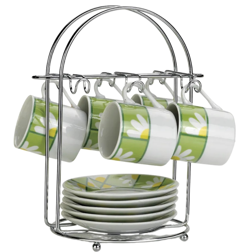 Suporte Organizador De Mesa Bancada Porta Xícara Pires Café 6 Ganchos Aço Art Cook Arthi em Oferta na Shopee