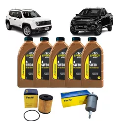 Kit Troca De Oleo E Filtros Fiat Toro Jeep Renegade 1.8 Flex 5w30 Sintetico