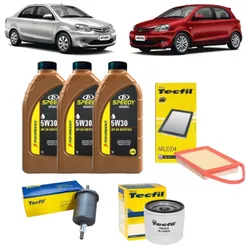 Kit Troca De Oleo e Filtros Etios 1.5 1.3 Flex 5w30 Sintético Revisão Original Toyota