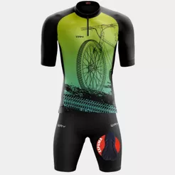Conjunto Ciclismo Masculino Camisa Proteção UV Short Bermuda Forro Espuma Bike Pedalar Mtb