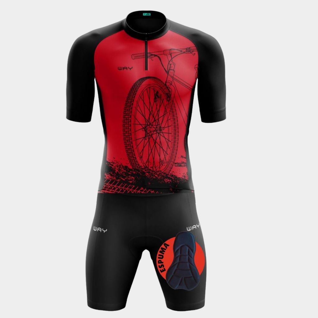 Conjunto Ciclismo Masculino Proteção UV Camisa Bermuda Short Forro Espuma Bike P