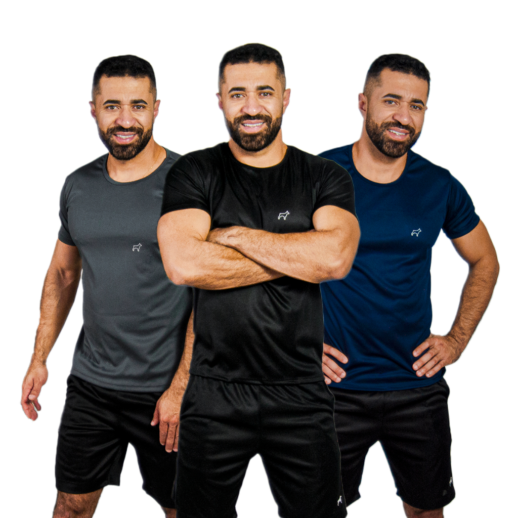 Kit 3 Camiseta Academia Masculina Dry Fit Treino Slim Fit Parvori