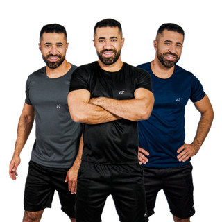 Kit 3 Camiseta Academia Masculina Dry Fit Treino Slim Fit Parvori