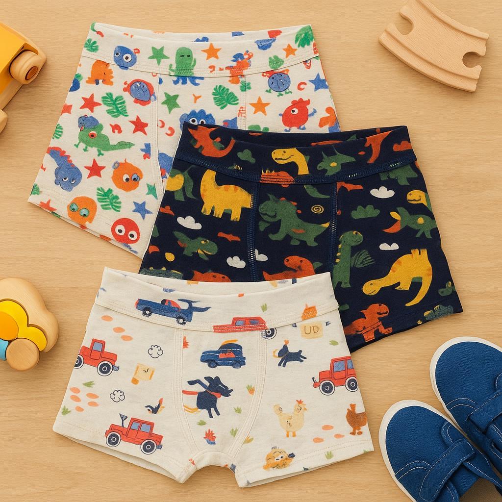 Kit de 3 Cuecas Boxer Sortidos Infantil Bebê Menino Algodão Cotton Box de Menino Up Man- 02 ao 10