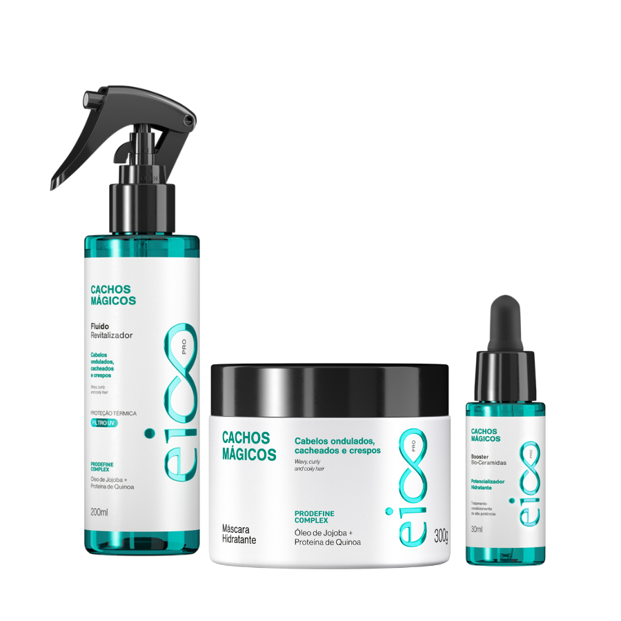 Kit Eico Pro Cachos Mágicos 2Abc 3Abc 4Abc Máscara Tratamento Spray Finalizador Ampola Umectação em Oferta na Shopee