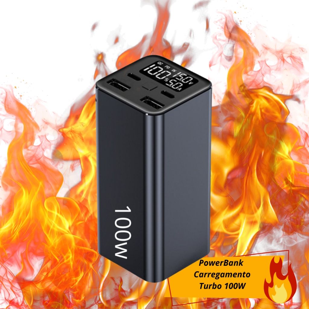 Carregador Portátil Power Bank Turbo 100w 20000mah P/ Notebook, Macbook, Starlink, Smartphones