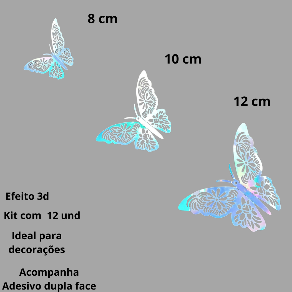KIT com 12 Borboletas adesivas 3d Ideal para Decorações de Aniversário Sala Quarto  Ima de geladeira em Oferta na Shopee