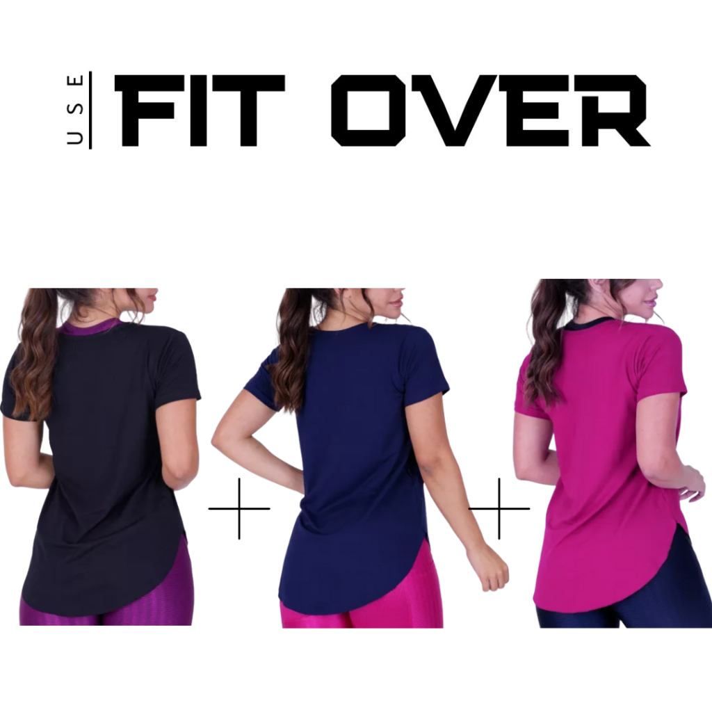 kit 3 blusas tapa bumbum com manga curta fitness academia básica — imagem 2 de 2