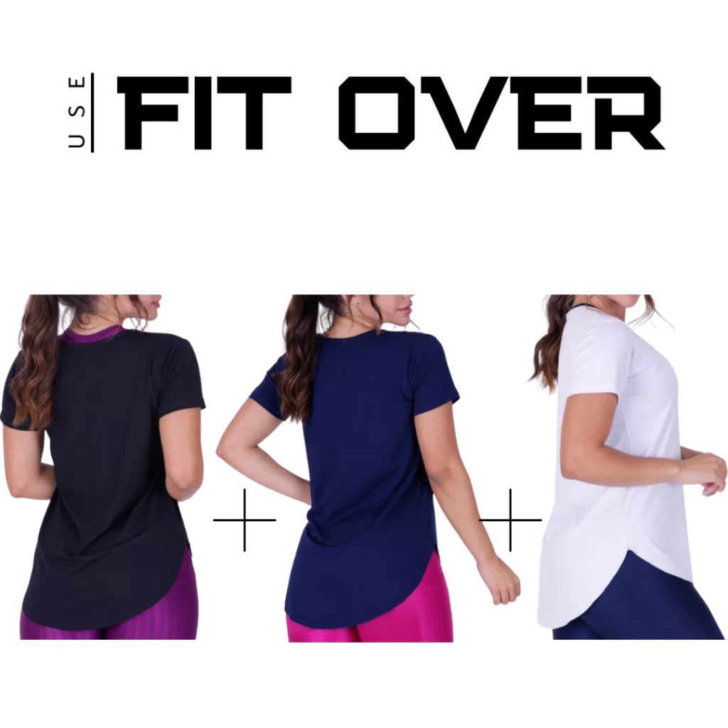 kit 3 blusas tapa bumbum manga curta fitness academia uv50+ em Oferta na Shopee