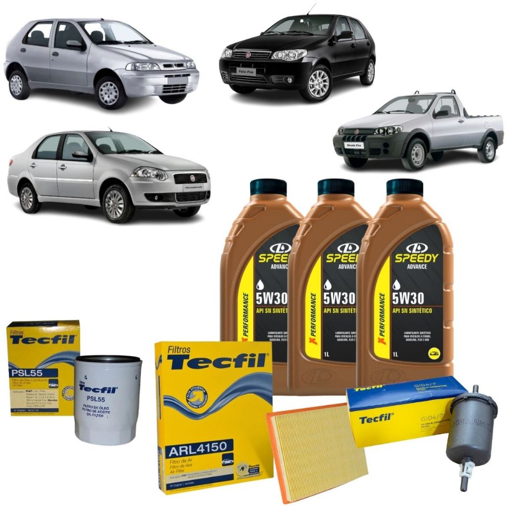 Kit Troca De Oleo E Filtros Palio Siena Strada Idea Wekkend 1.0 1.4 Fire 5W30 Sintético