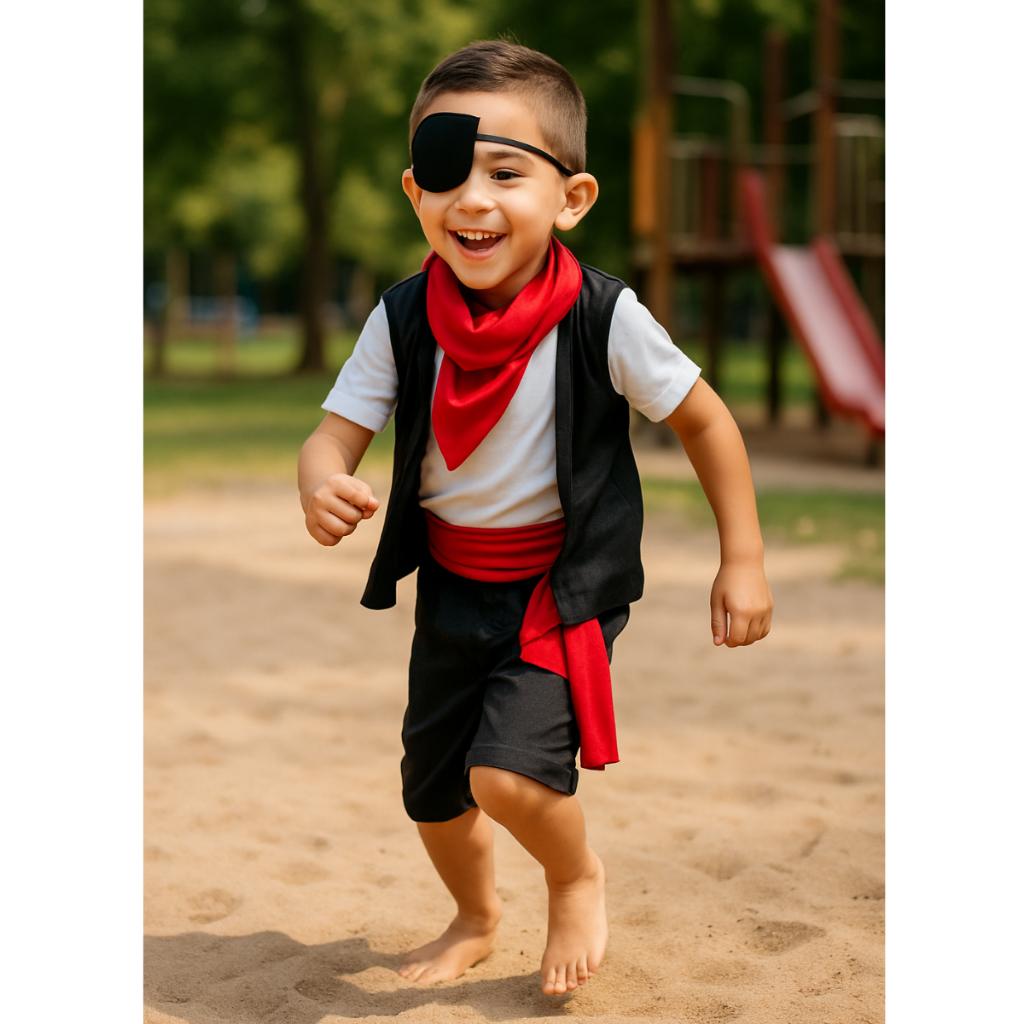 Fantasia Infantil Pirata Completa Bandana Tapa Olho Bermuda Colete Camisa Festa Halloween ...