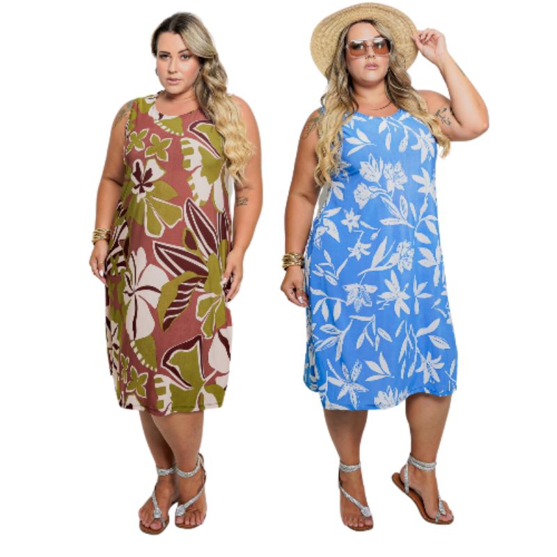 kit 2 vestido regata plus size, vestido feminino Midi, vestido soltinho, vestido de malha fria