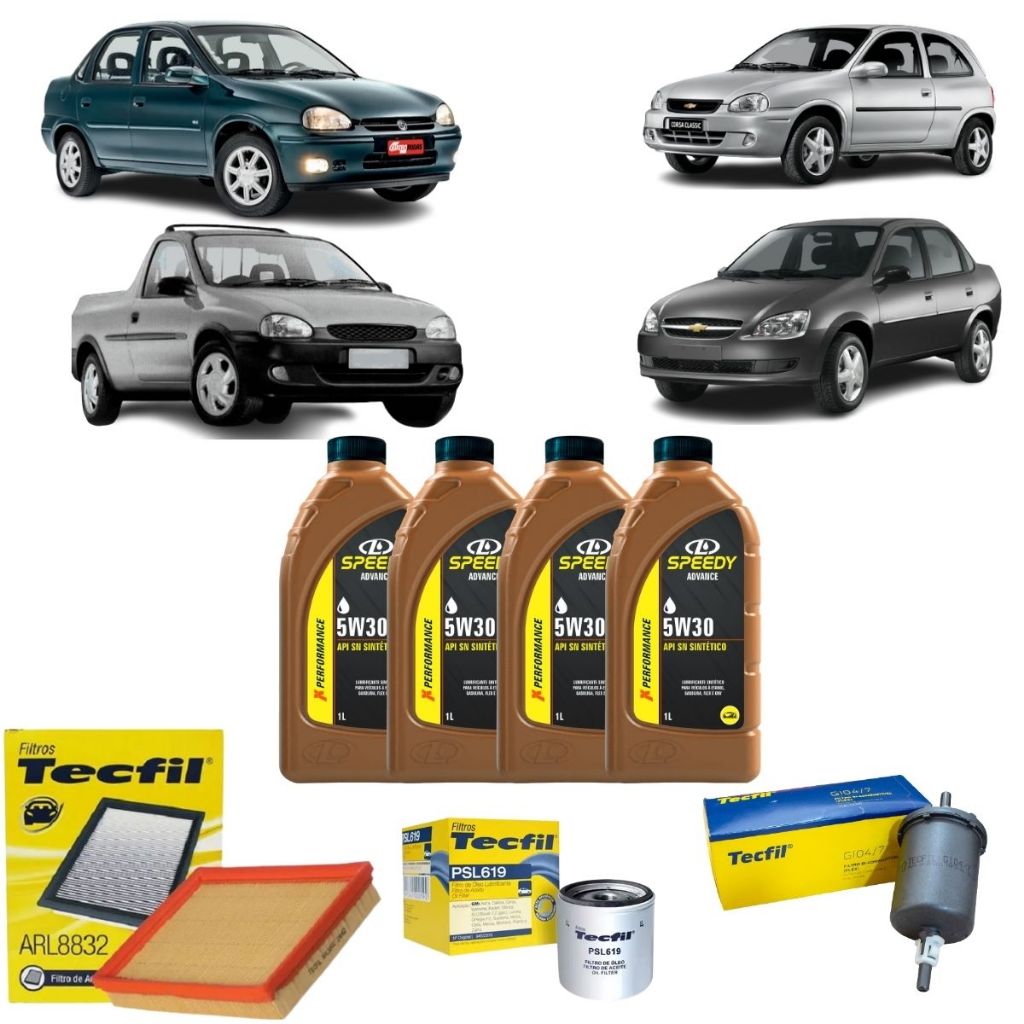 Kit Troca De Óleo Filtros Gm Corsa Classic 1.0 1.4 1.6 Agile 1.4 5W30 Sintético revisão original em Oferta na Shopee