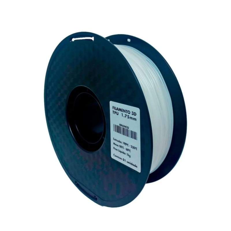 Filamento Tpu Para Impressora 3d 1.75mm Rolo 1kg Branco Masterprint.