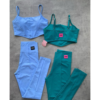 Conjunto Feminino Fitness Calca Legging Top Corsert Academia Poliamida Zero Transparência em Oferta na Shopee
