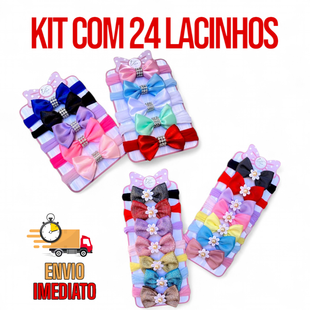 Kit 24 lacinho de  bebê Faixas Laço para Bebê Recém Lacinho Infantil Faixinha de bebe menina