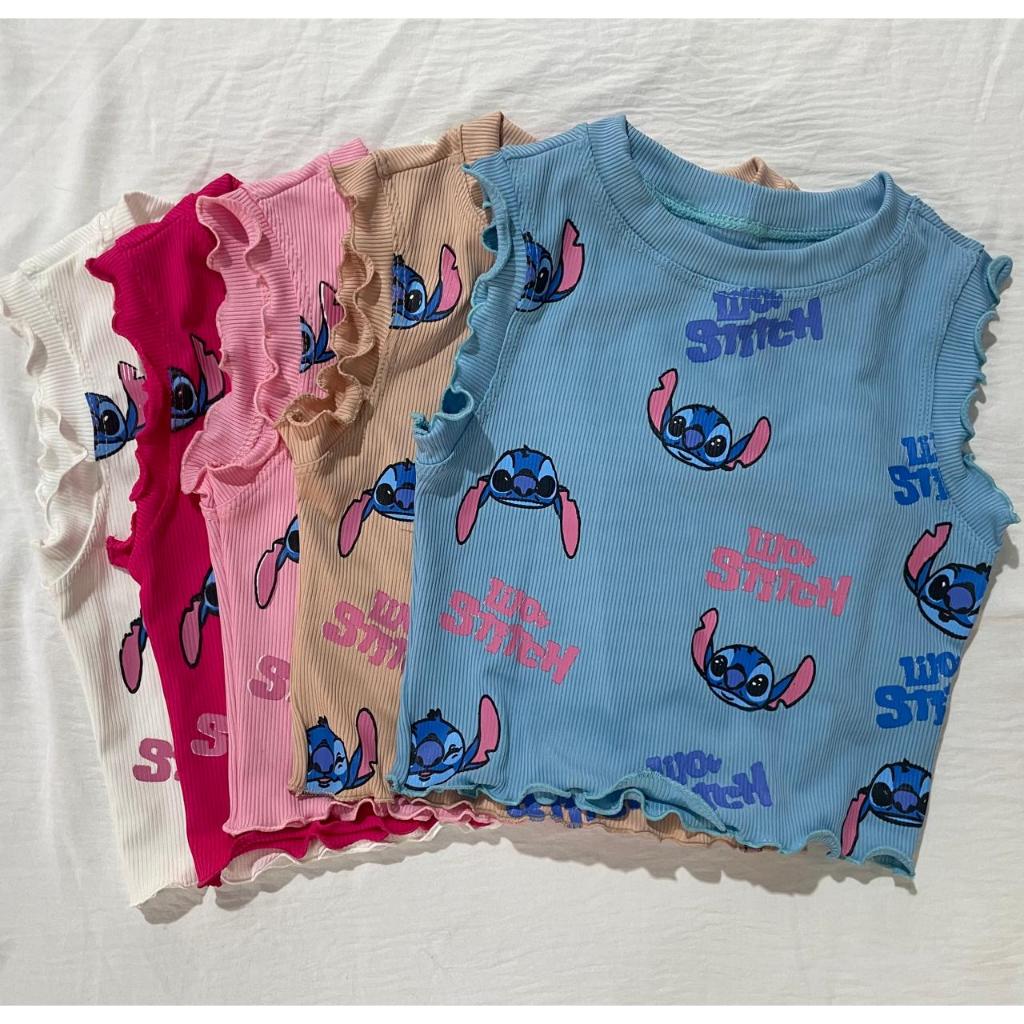 Regata infantil moda verão estampado silk Lilo - moda femenina tecido Ribana canelado