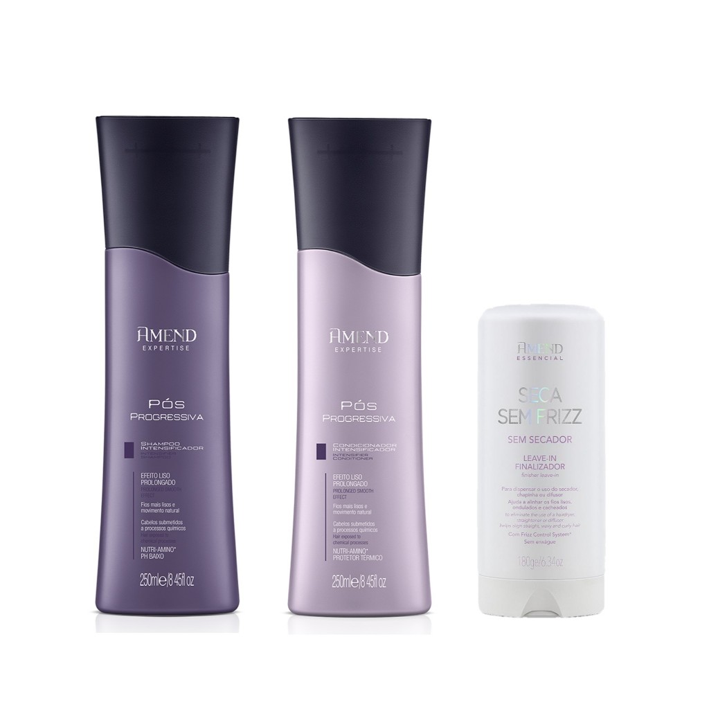 Amend Kit Pós Progressiva Sh e Cond 250ml + Seca Sem Frizz 180ml em Oferta na Shopee
