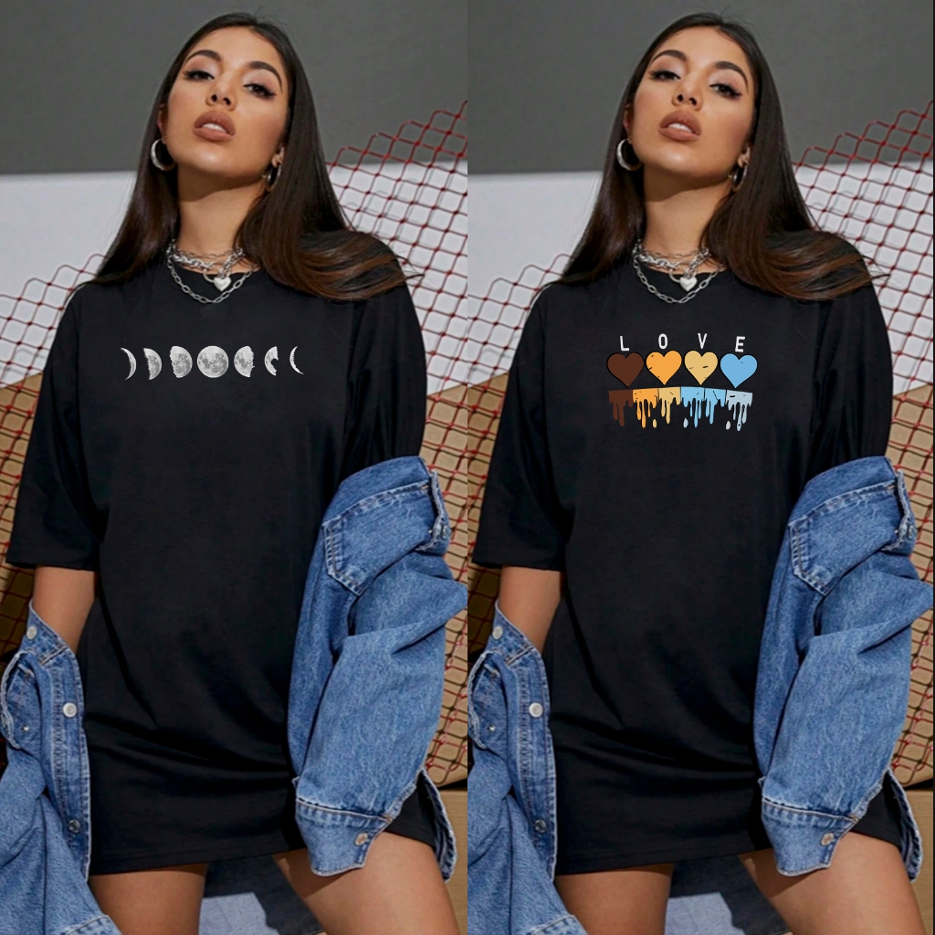 Kit 2 Blusas Femininas Lua Academia Camiseta Oversized Lua Fitness Lançamento