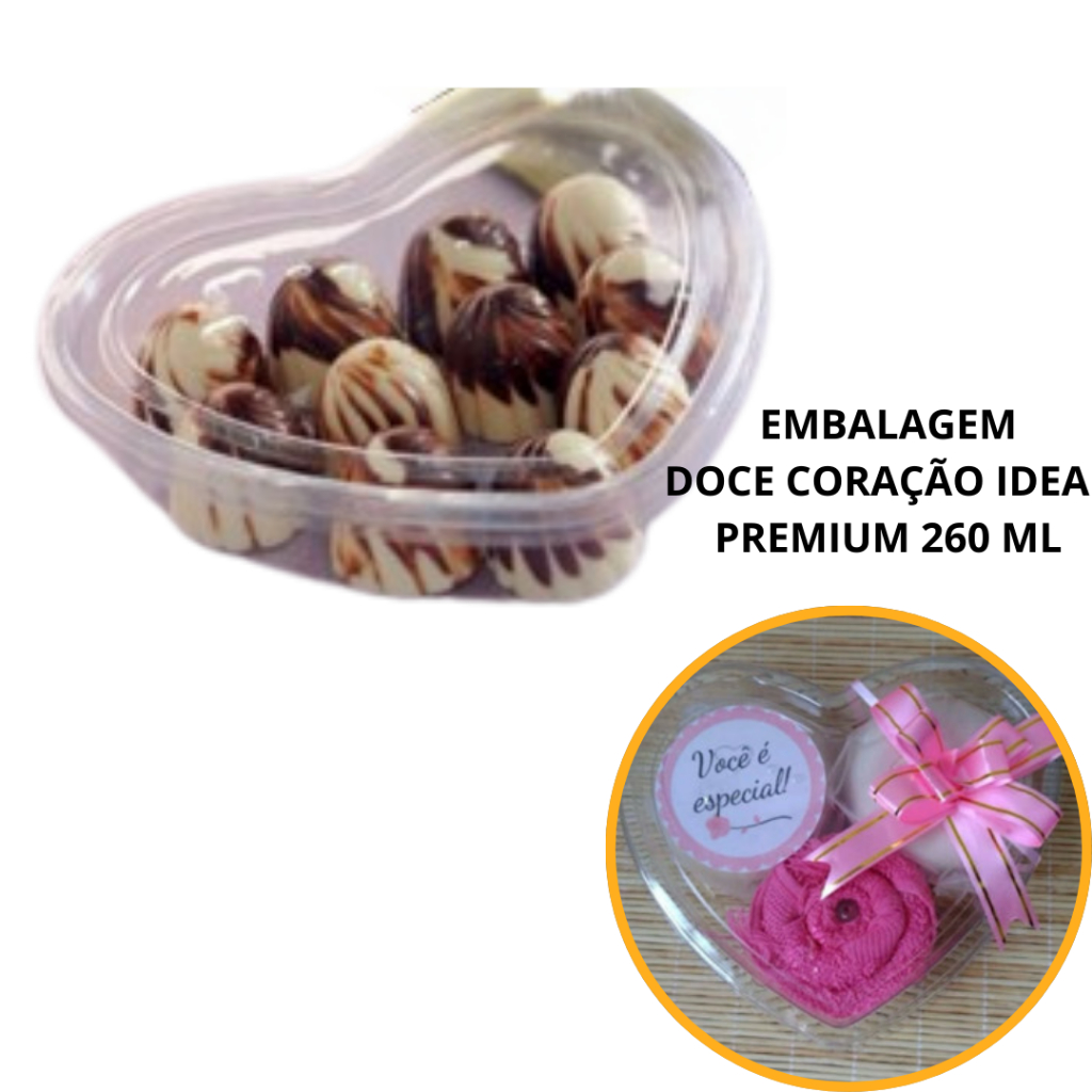 Detalhes do 10~50 EMBALAGEM DOCE CORAÇÃO IDEAL PREMIUM 260 ML G620 GALVANOTEK PREMIUM