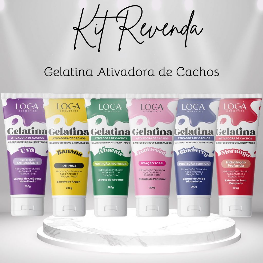 Kit 6 Unids - Gelatina Bisnaga 200g - Ativadora de Cachos - Loca Cosmetics