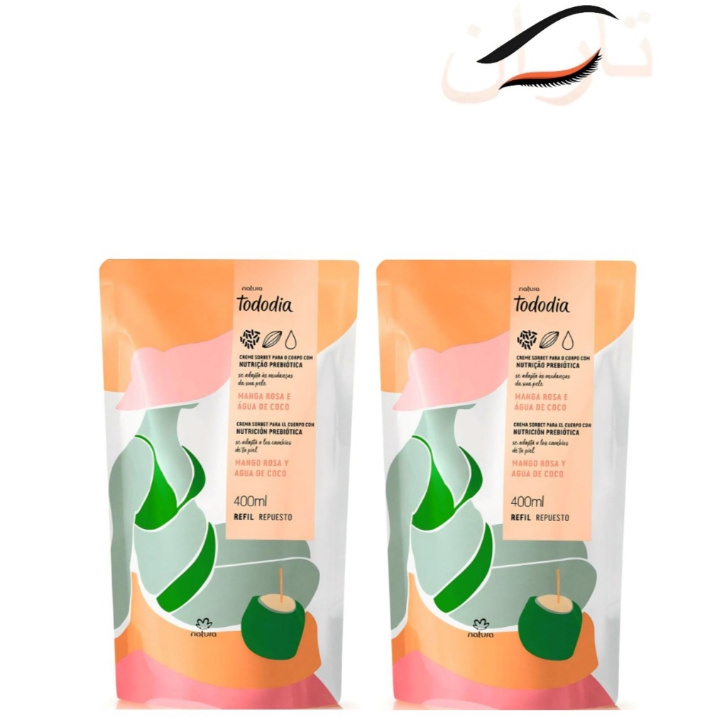 Kit c/2un.: Refil Creme Hidratante Nutritivo Corporal Natura Tododia Manga Rosa e Água de Côco 400ml cada