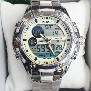 Relógio Masculino Ana-digi Metal A Prova D'Água Marca Inhou Modelo 1313 46mm em Oferta na Shopee